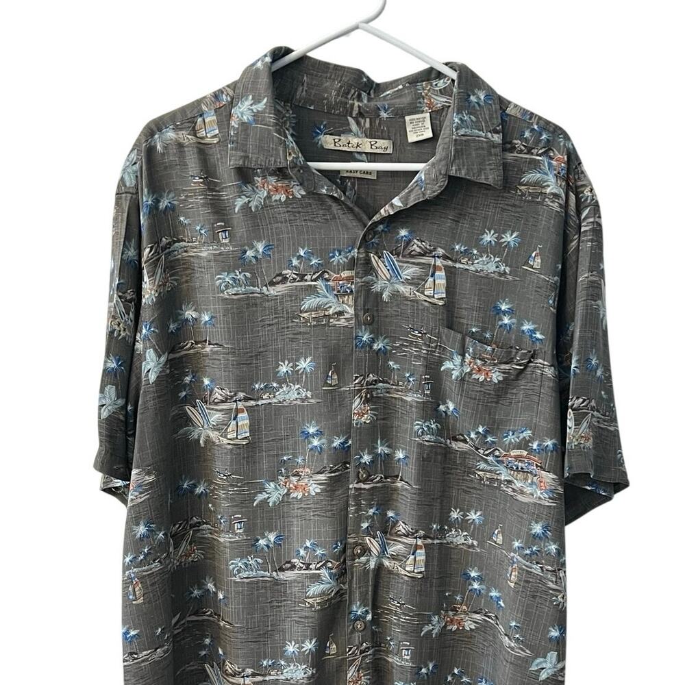 Batek Bay Mens Hawaiian Shirt 2XB Button Down Short Sleeve Sailboat Tiki Surf 2X